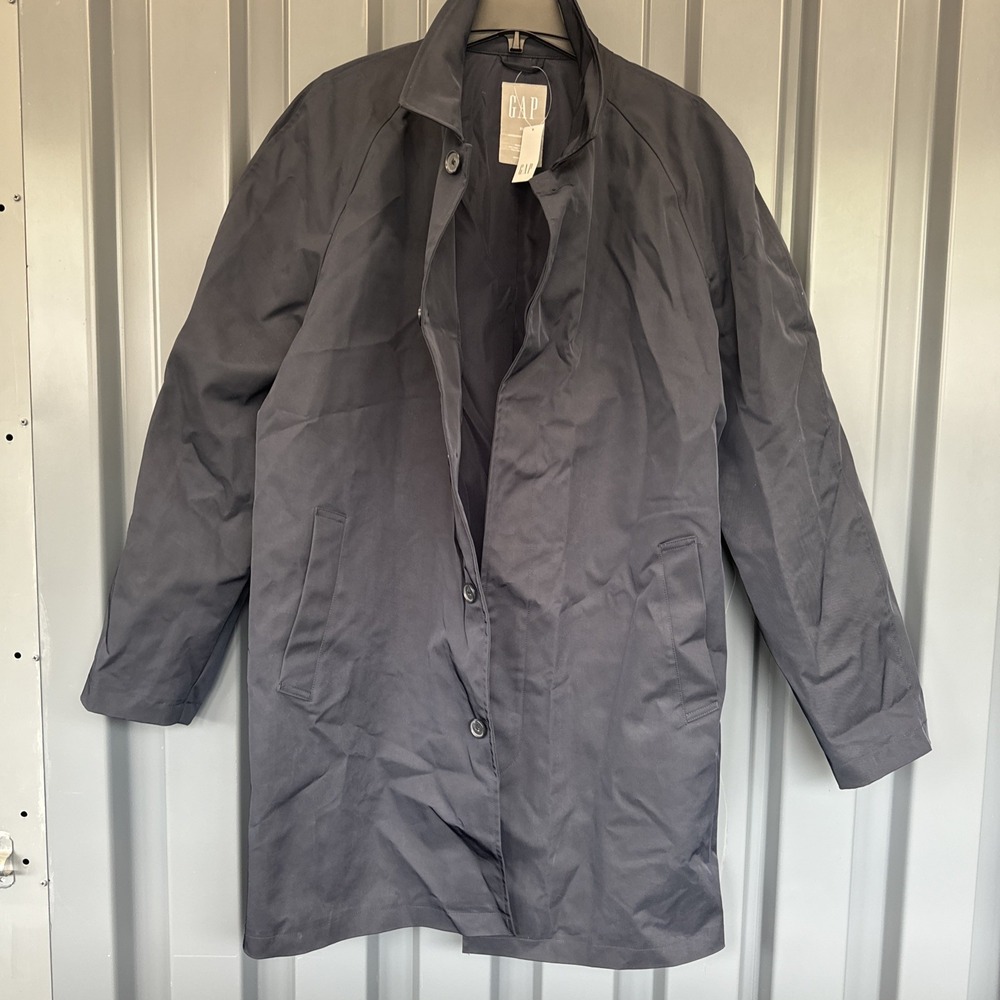 Gap Button Front Water Resistant Trench Coat Rain Jacket Lined XL NWT‎